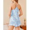 image:imageEkouaer Satin Pajama Set for Women 2 Piece Camisole Top and Shorts Silk Lingerie with Ruffle Floral NightwearLittle Blue Flower