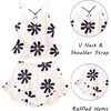 image:imageEkouaer Satin Pajama Set for Women 2 Piece Camisole Top and Shorts Silk Lingerie with Ruffle Floral NightwearWhite Flower