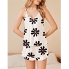 image:imageEkouaer Satin Pajama Set for Women 2 Piece Camisole Top and Shorts Silk Lingerie with Ruffle Floral NightwearWhite Flower
