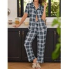 image:imageEkouaer Women Pajamas Set Button Down Sleepwear Short Sleeve Nightwear with Long Pants Soft Pjs Set SXXLBblack Plaid