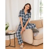image:imageEkouaer Women Pajamas Set Button Down Sleepwear Short Sleeve Nightwear with Long Pants Soft Pjs Set SXXLBblack Plaid