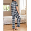 image:imageEkouaer Women Pajamas Set Button Down Sleepwear Short Sleeve Nightwear with Long Pants Soft Pjs Set SXXLBblack Plaid