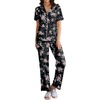 image:imageEkouaer Women Pajamas Set Button Down Sleepwear Short Sleeve Nightwear with Long Pants Soft Pjs Set SXXLBig Black Flowers