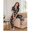 image:imageEkouaer Women Pajamas Set Button Down Sleepwear Short Sleeve Nightwear with Long Pants Soft Pjs Set SXXLBig Black Flowers1