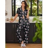 image:imageEkouaer Women Pajamas Set Button Down Sleepwear Short Sleeve Nightwear with Long Pants Soft Pjs Set SXXLBig Black Flowers1