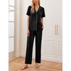 image:imageEkouaer Women Pajamas Set Button Down Sleepwear Short Sleeve Nightwear with Long Pants Soft Pjs Set SXXLBlack