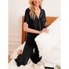 image:imageEkouaer Women Pajamas Set Button Down Sleepwear Short Sleeve Nightwear with Long Pants Soft Pjs Set SXXLBlack