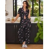 image:imageEkouaer Women Pajamas Set Button Down Sleepwear Short Sleeve Nightwear with Long Pants Soft Pjs Set SXXLBlack Cherry Fp14
