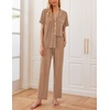 image:imageEkouaer Women Pajamas Set Button Down Sleepwear Short Sleeve Nightwear with Long Pants Soft Pjs Set SXXLBrown