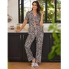 image:imageEkouaer Women Pajamas Set Button Down Sleepwear Short Sleeve Nightwear with Long Pants Soft Pjs Set SXXLBrown Leopard 378