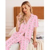 image:imageEkouaer Women Pajamas Set Button Down Sleepwear Short Sleeve Nightwear with Long Pants Soft Pjs Set SXXLCarrot