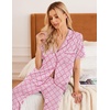 image:imageEkouaer Women Pajamas Set Button Down Sleepwear Short Sleeve Nightwear with Long Pants Soft Pjs Set SXXLClouds