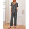 image:imageEkouaer Women Pajamas Set Button Down Sleepwear Short Sleeve Nightwear with Long Pants Soft Pjs Set SXXLDark Gray