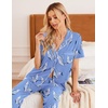 image:imageEkouaer Women Pajamas Set Button Down Sleepwear Short Sleeve Nightwear with Long Pants Soft Pjs Set SXXLFlying Flowers