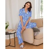 image:imageEkouaer Women Pajamas Set Button Down Sleepwear Short Sleeve Nightwear with Long Pants Soft Pjs Set SXXLFlying Flowers
