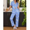 image:imageEkouaer Women Pajamas Set Button Down Sleepwear Short Sleeve Nightwear with Long Pants Soft Pjs Set SXXLFlying Flowers