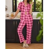 image:imageEkouaer Women Pajamas Set Button Down Sleepwear Short Sleeve Nightwear with Long Pants Soft Pjs Set SXXLHot Pink Plaid