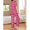 image:imageEkouaer Women Pajamas Set Button Down Sleepwear Short Sleeve Nightwear with Long Pants Soft Pjs Set SXXLHot Pink Plaid