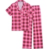 image:imageEkouaer Women Pajamas Set Button Down Sleepwear Short Sleeve Nightwear with Long Pants Soft Pjs Set SXXLHot Pink Plaid