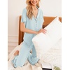 image:imageEkouaer Women Pajamas Set Button Down Sleepwear Short Sleeve Nightwear with Long Pants Soft Pjs Set SXXLIce Blue