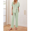 image:imageEkouaer Women Pajamas Set Button Down Sleepwear Short Sleeve Nightwear with Long Pants Soft Pjs Set SXXLIce Green