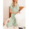 image:imageEkouaer Women Pajamas Set Button Down Sleepwear Short Sleeve Nightwear with Long Pants Soft Pjs Set SXXLIce Green
