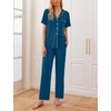 image:imageEkouaer Women Pajamas Set Button Down Sleepwear Short Sleeve Nightwear with Long Pants Soft Pjs Set SXXLIndigo