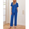 image:imageEkouaer Women Pajamas Set Button Down Sleepwear Short Sleeve Nightwear with Long Pants Soft Pjs Set SXXLLight Blue