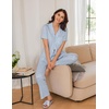 image:imageEkouaer Women Pajamas Set Button Down Sleepwear Short Sleeve Nightwear with Long Pants Soft Pjs Set SXXLLight Blue Stars