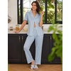 image:imageEkouaer Women Pajamas Set Button Down Sleepwear Short Sleeve Nightwear with Long Pants Soft Pjs Set SXXLLight Blue Stars
