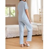 image:imageEkouaer Women Pajamas Set Button Down Sleepwear Short Sleeve Nightwear with Long Pants Soft Pjs Set SXXLLight Blue Stars
