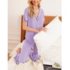 image:imageEkouaer Women Pajamas Set Button Down Sleepwear Short Sleeve Nightwear with Long Pants Soft Pjs Set SXXLLight Purple