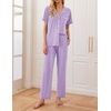 image:imageEkouaer Women Pajamas Set Button Down Sleepwear Short Sleeve Nightwear with Long Pants Soft Pjs Set SXXLLight Purple