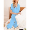 image:imageEkouaer Women Pajamas Set Button Down Sleepwear Short Sleeve Nightwear with Long Pants Soft Pjs Set SXXLLight Sky Blue
