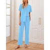 image:imageEkouaer Women Pajamas Set Button Down Sleepwear Short Sleeve Nightwear with Long Pants Soft Pjs Set SXXLLight Sky Blue