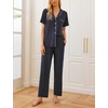 image:imageEkouaer Women Pajamas Set Button Down Sleepwear Short Sleeve Nightwear with Long Pants Soft Pjs Set SXXLNavy Blue