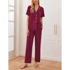 image:imageEkouaer Women Pajamas Set Button Down Sleepwear Short Sleeve Nightwear with Long Pants Soft Pjs Set SXXLRed