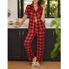 image:imageEkouaer Women Pajamas Set Button Down Sleepwear Short Sleeve Nightwear with Long Pants Soft Pjs Set SXXLRed Plaid Gz1
