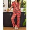 image:imageEkouaer Women Pajamas Set Button Down Sleepwear Short Sleeve Nightwear with Long Pants Soft Pjs Set SXXLRed Plaid Print