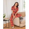 image:imageEkouaer Women Pajamas Set Button Down Sleepwear Short Sleeve Nightwear with Long Pants Soft Pjs Set SXXLRed Plaid Print