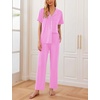 image:imageEkouaer Women Pajamas Set Button Down Sleepwear Short Sleeve Nightwear with Long Pants Soft Pjs Set SXXLRose
