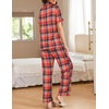 image:imageEkouaer Women Pajamas Set Button Down Sleepwear Short Sleeve Nightwear with Long Pants Soft Pjs Set SXXLSmall Red Black Plaid