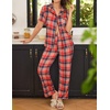 image:imageEkouaer Women Pajamas Set Button Down Sleepwear Short Sleeve Nightwear with Long Pants Soft Pjs Set SXXLSmall Red Black Plaid