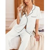 image:imageEkouaer Women Pajamas Set Button Down Sleepwear Short Sleeve Nightwear with Long Pants Soft Pjs Set SXXLWhite