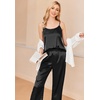 image:imageEkouaer Women Silk Satin Pajamas Sleeveless Pjs Set 2 Piece Summer Loungewear Sleepwear with Pockets SXXLBlack
