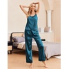 image:imageEkouaer Women Silk Satin Pajamas Sleeveless Pjs Set 2 Piece Summer Loungewear Sleepwear with Pockets SXXLBlue Green