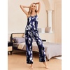 image:imageEkouaer Women Silk Satin Pajamas Sleeveless Pjs Set 2 Piece Summer Loungewear Sleepwear with Pockets SXXLBlue and White Floral