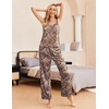 image:imageEkouaer Women Silk Satin Pajamas Sleeveless Pjs Set 2 Piece Summer Loungewear Sleepwear with Pockets SXXLBrown Leopard