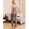 image:imageEkouaer Women Silk Satin Pajamas Sleeveless Pjs Set 2 Piece Summer Loungewear Sleepwear with Pockets SXXLBrown Leopard