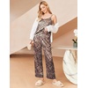 image:imageEkouaer Women Silk Satin Pajamas Sleeveless Pjs Set 2 Piece Summer Loungewear Sleepwear with Pockets SXXLBrown Leopard